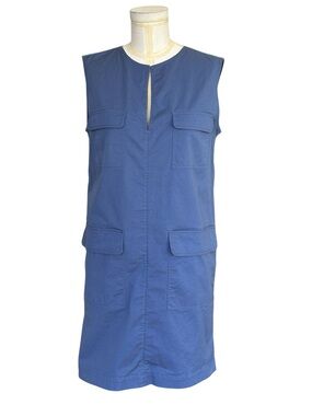 Theory The Utilitarian Mini Shift Dress Chino Sleeveless Cargo Pockets Size 6